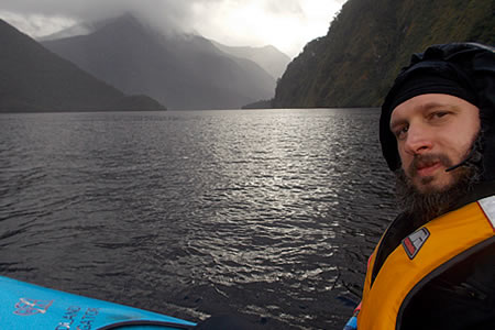 Justin Sytsma, Kayaking on Doubtful Sound, New Zealand.