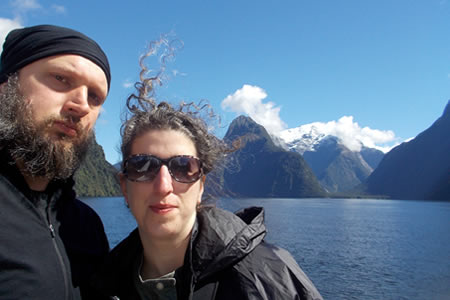 Justin Sytsma and Erika McClintock, Milford Sound, New Zealand.